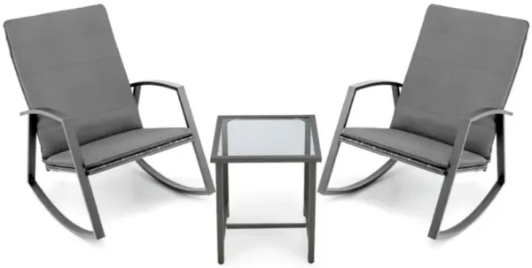Hivvago 3 Pieces Patio Rattan Rocking Furniture Set