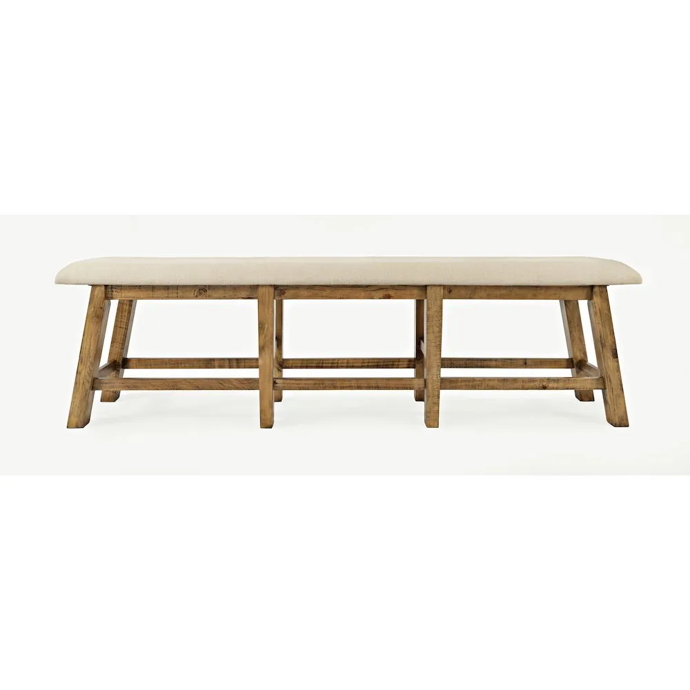 Jofran Telluride Rustic Farmhouse Solid Wood Upholstered 85 Counter Height Bench