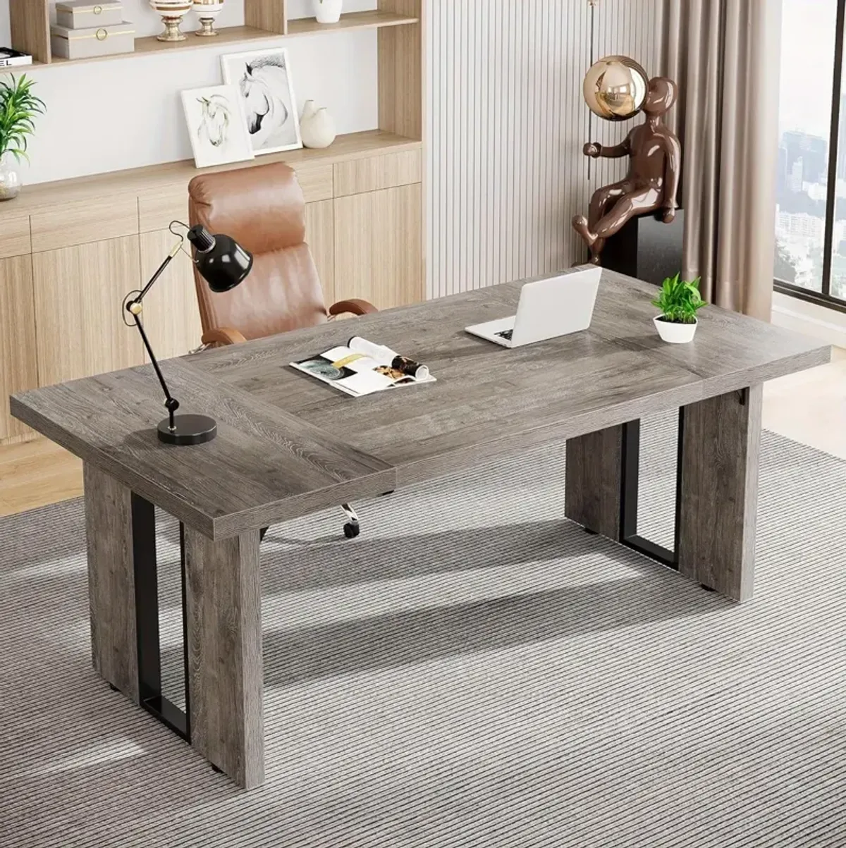 Tribesigns 70.9" Executive Desk, Large Office Computer Desk, Simple Laptop Desk Study Writing Table Workstation for Home Office