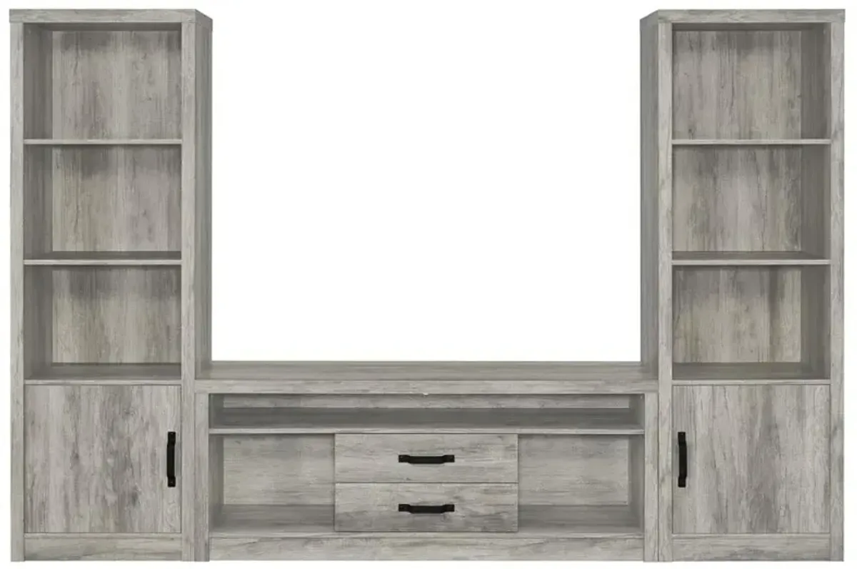 Burke 3-shelf Media Tower With Storage Cabinet Grey Driftwood