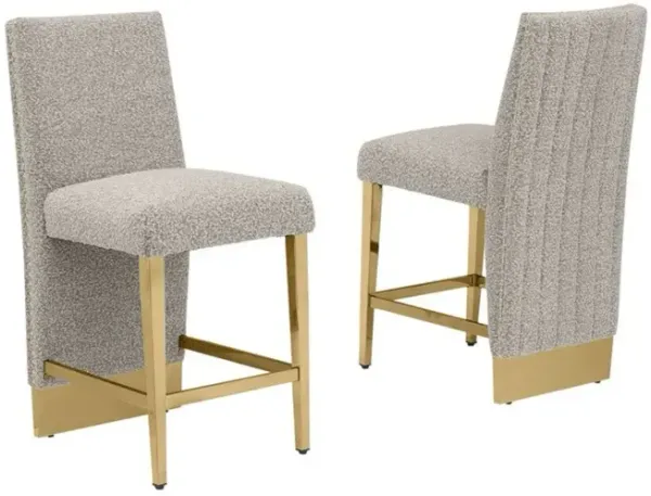 Best Quality Furniture Luxe Gray boucle counter height chairs - Set of 2