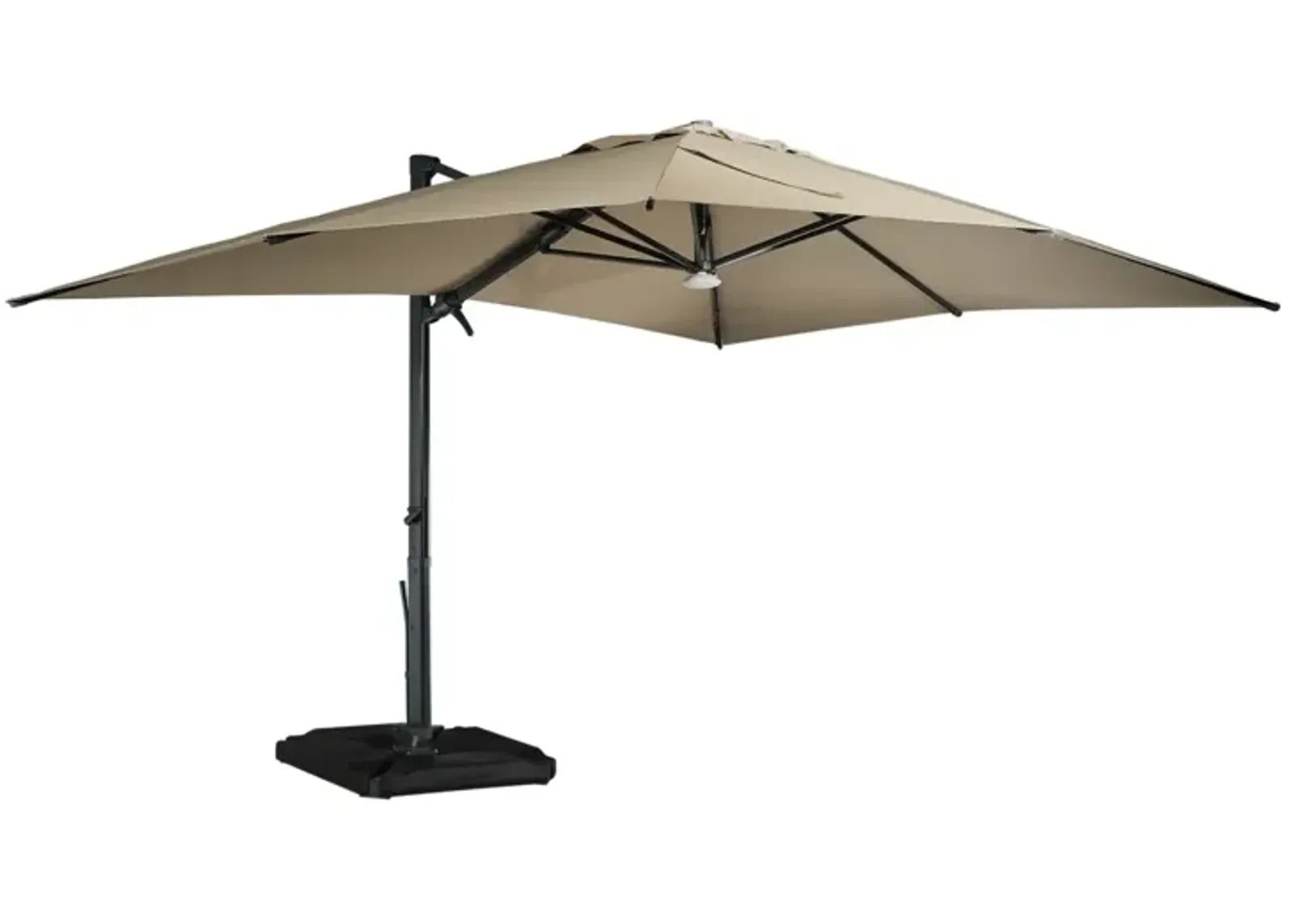 MONDAWE 13ft Square Solar LED Cantilever Patio Umbrella with Included Base & Bluetooth Light