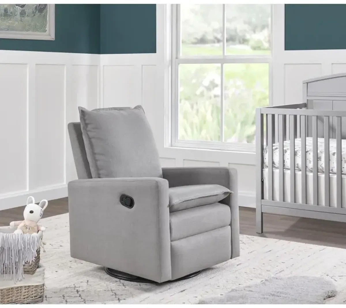 Oxford Baby Uptown Swivel Rocker / Recliner Gray