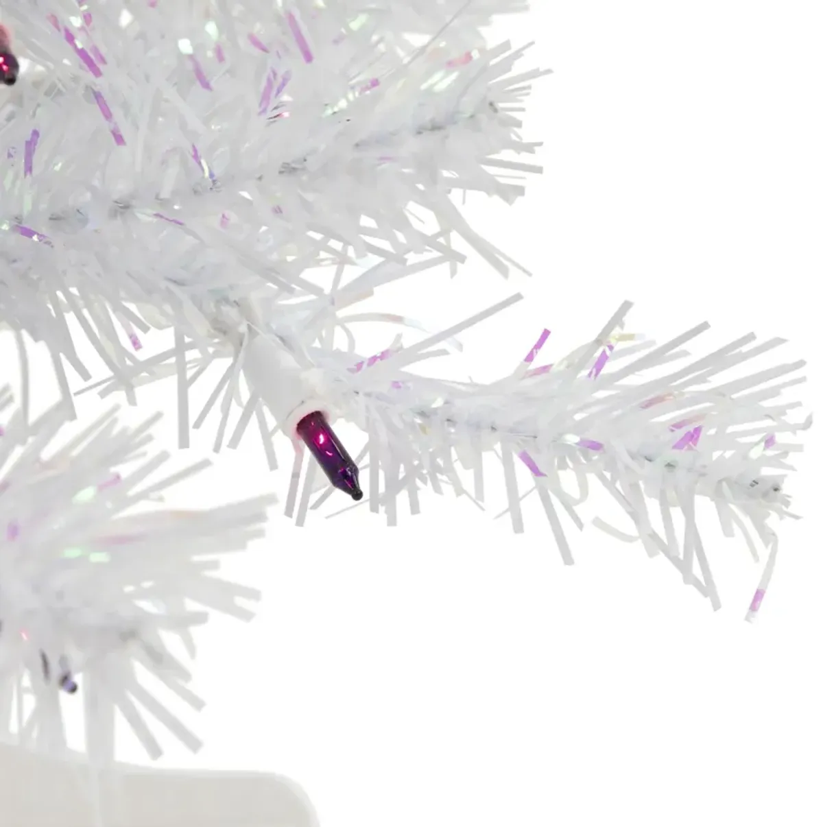 2' Pre-lit Rockport White Pine Artificial Christmas Tree  Purple Lights