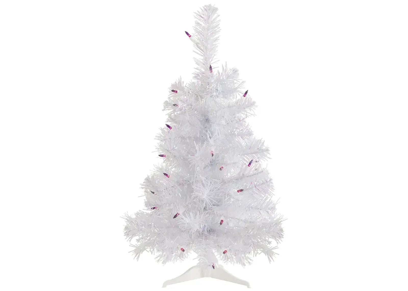 2' Pre-lit Rockport White Pine Artificial Christmas Tree  Purple Lights