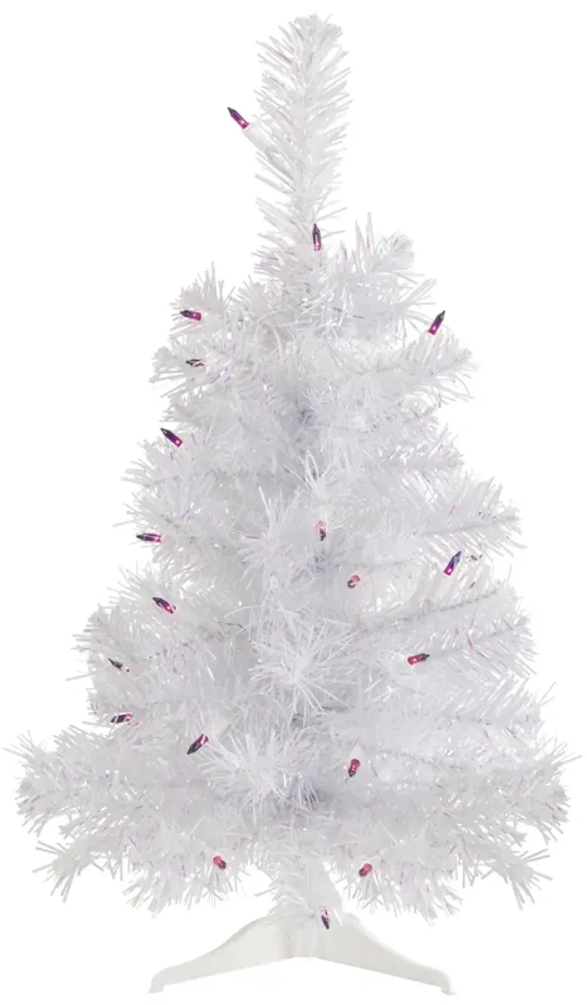 2' Pre-lit Rockport White Pine Artificial Christmas Tree  Purple Lights