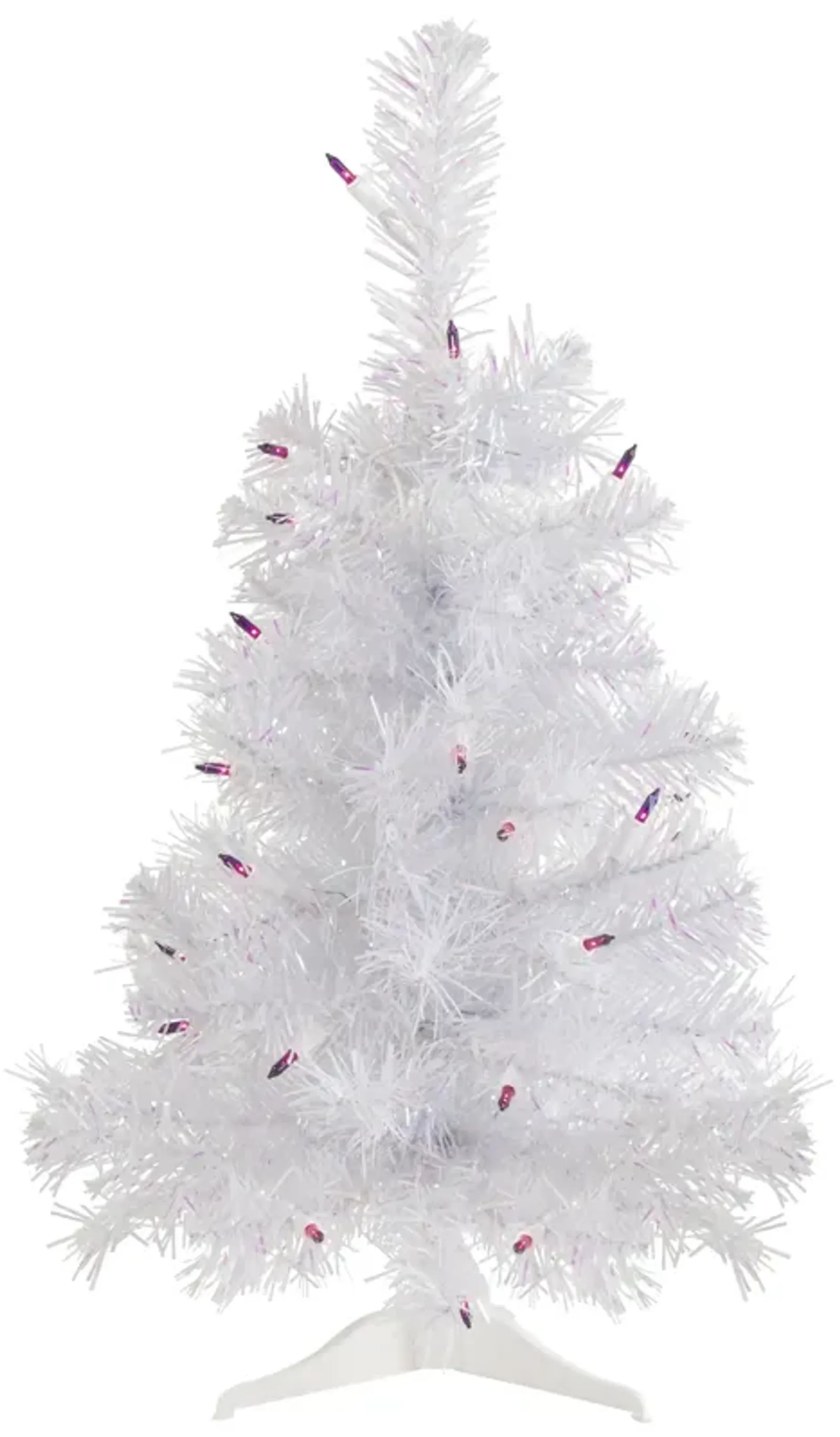 2' Pre-lit Rockport White Pine Artificial Christmas Tree  Purple Lights