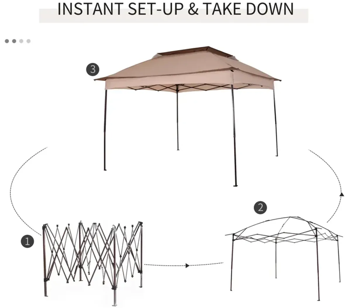 Khaki Event Shelter: 11'x11' Pop-Up Gazebo with 2-Tier Top & Netting