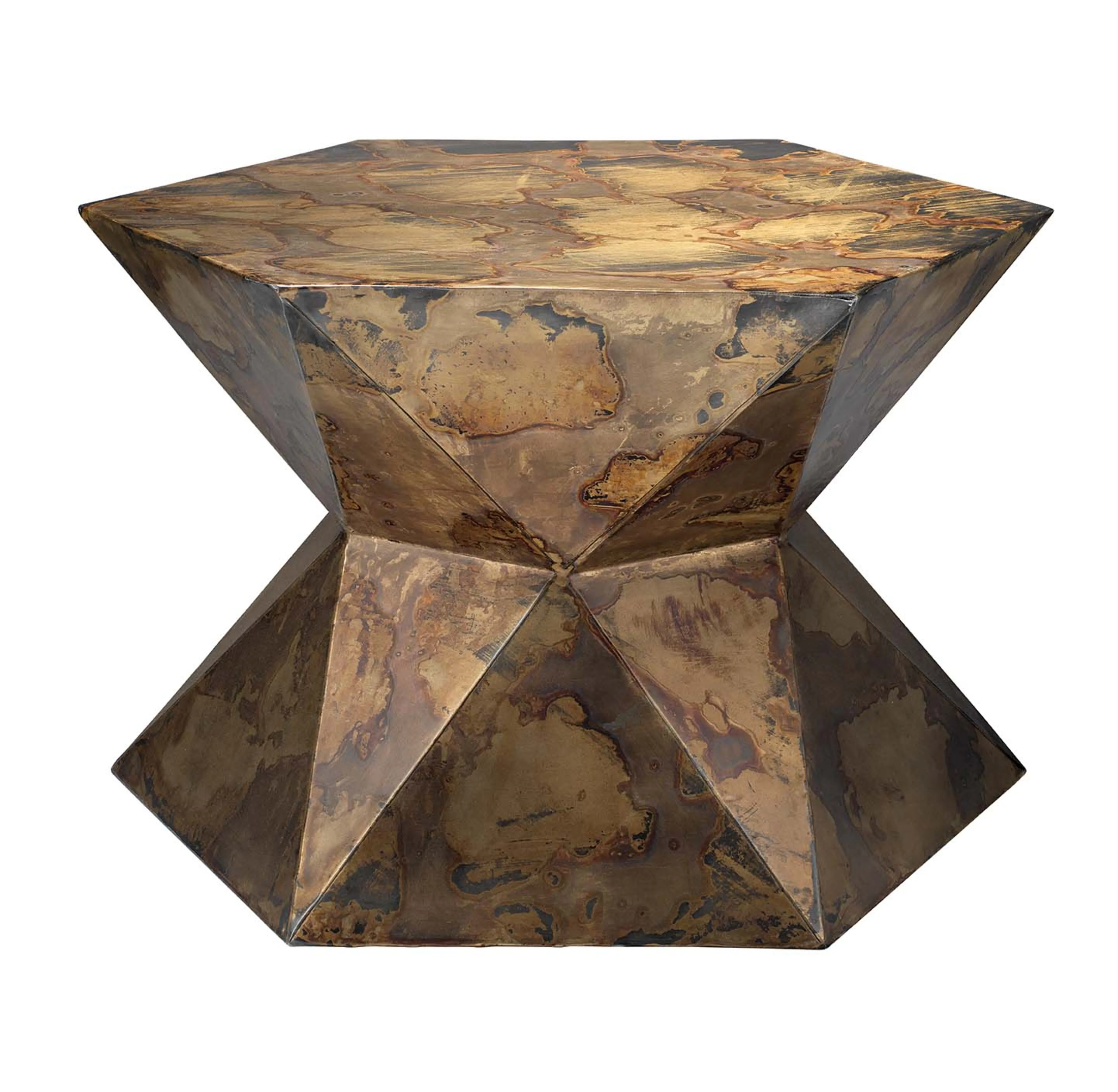 Crown Side Table, Acid Wash Metal