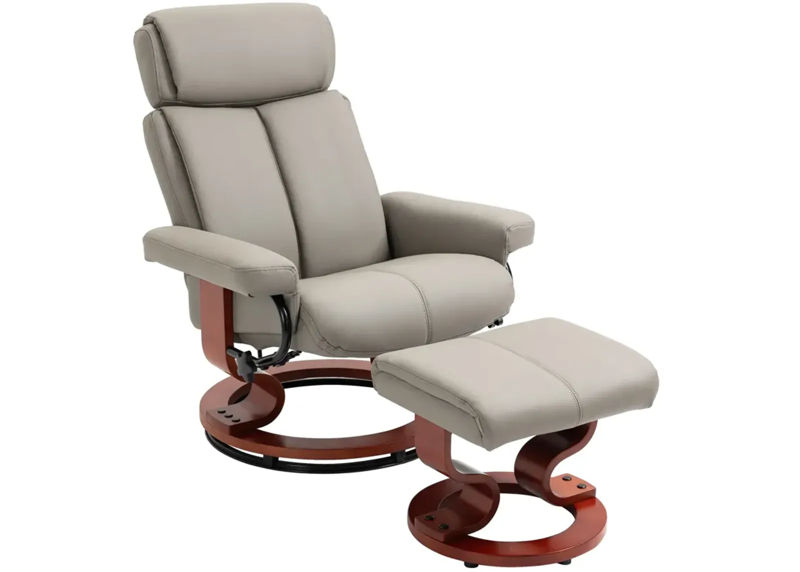 Grey Living Room Comfort: Swivel Recliner Chair with Ottoman