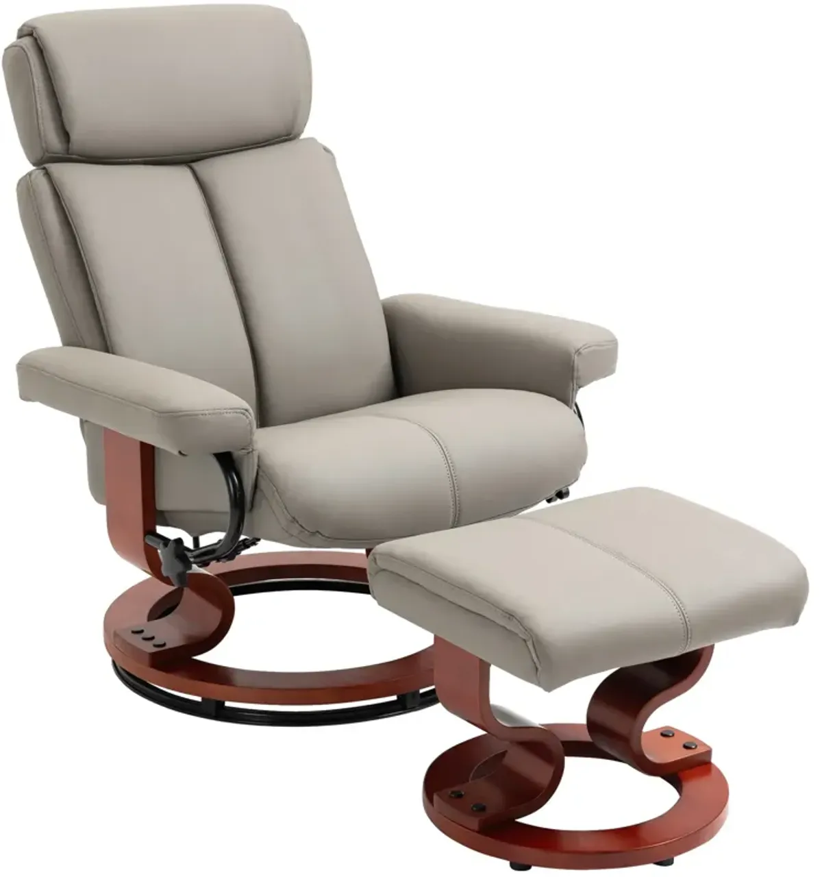 Grey Living Room Comfort: Swivel Recliner Chair with Ottoman