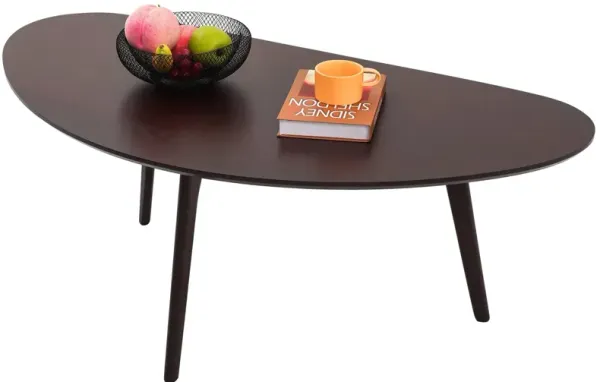 FIRMINANA Mid Century Modern Coffee Table,Large Oval Small Mangotop Coffee Table for Small Spaces, Espresso-47.3"" W x23.63 D x