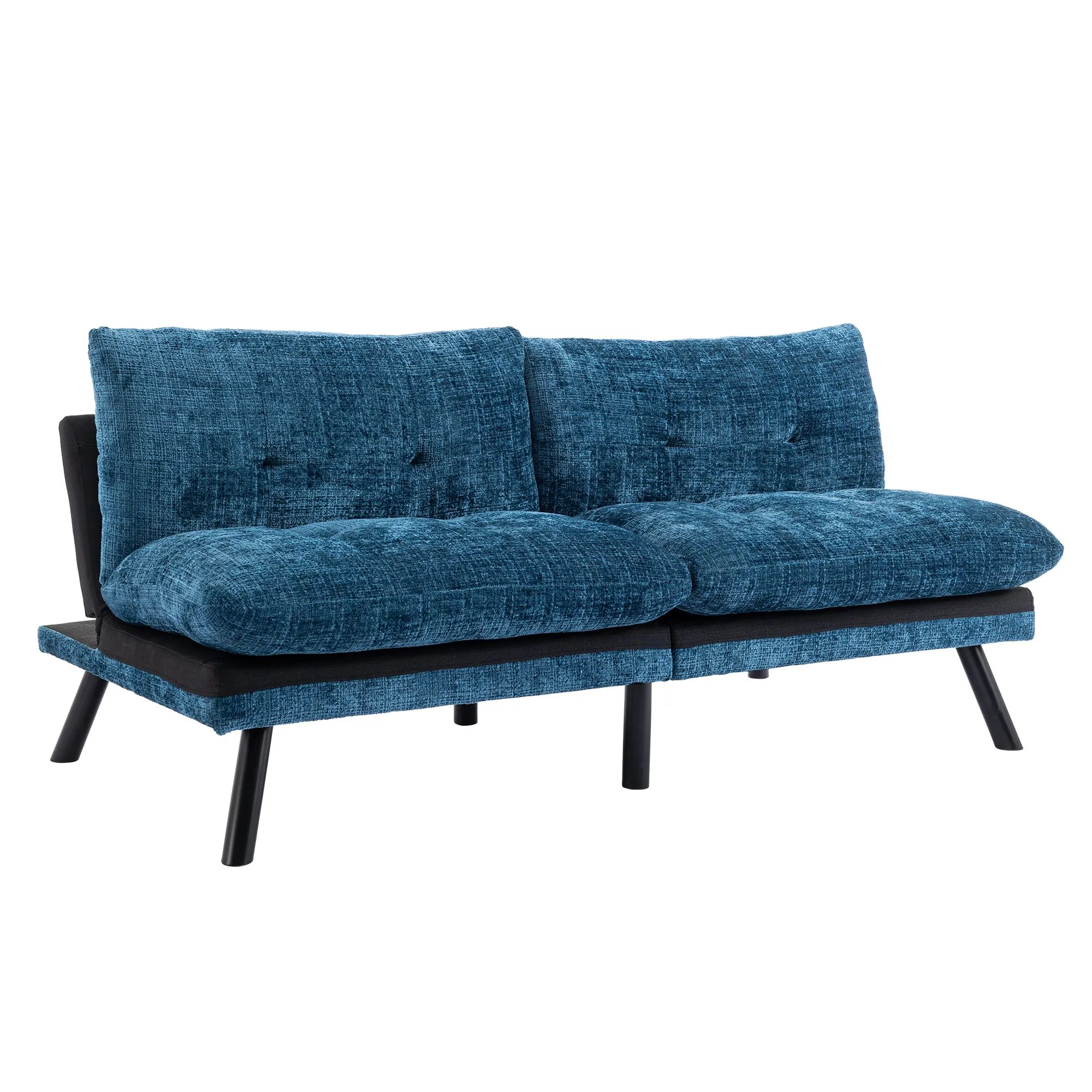 Convertible Sofa Bed Loveseat Futon - Adjustable Lounge Couch with Metal Legs