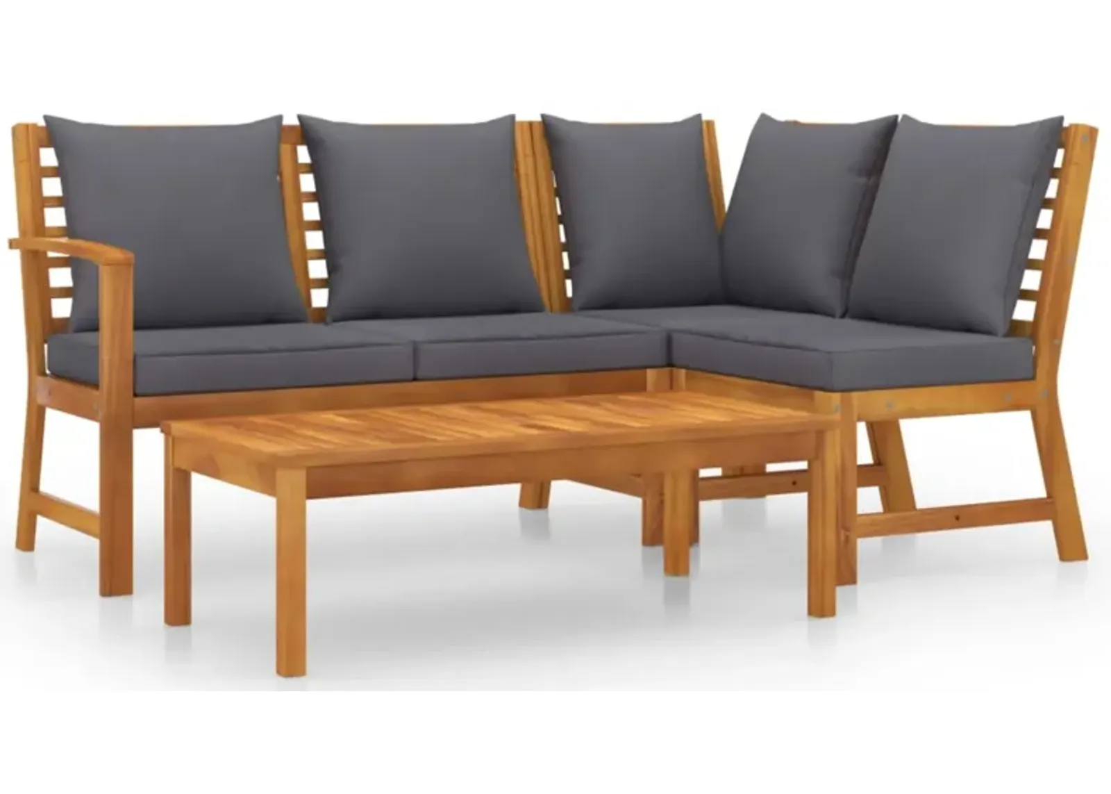 vidaXL 4 Piece Garden Lounge Set with Cushion Solid Acacia Wood