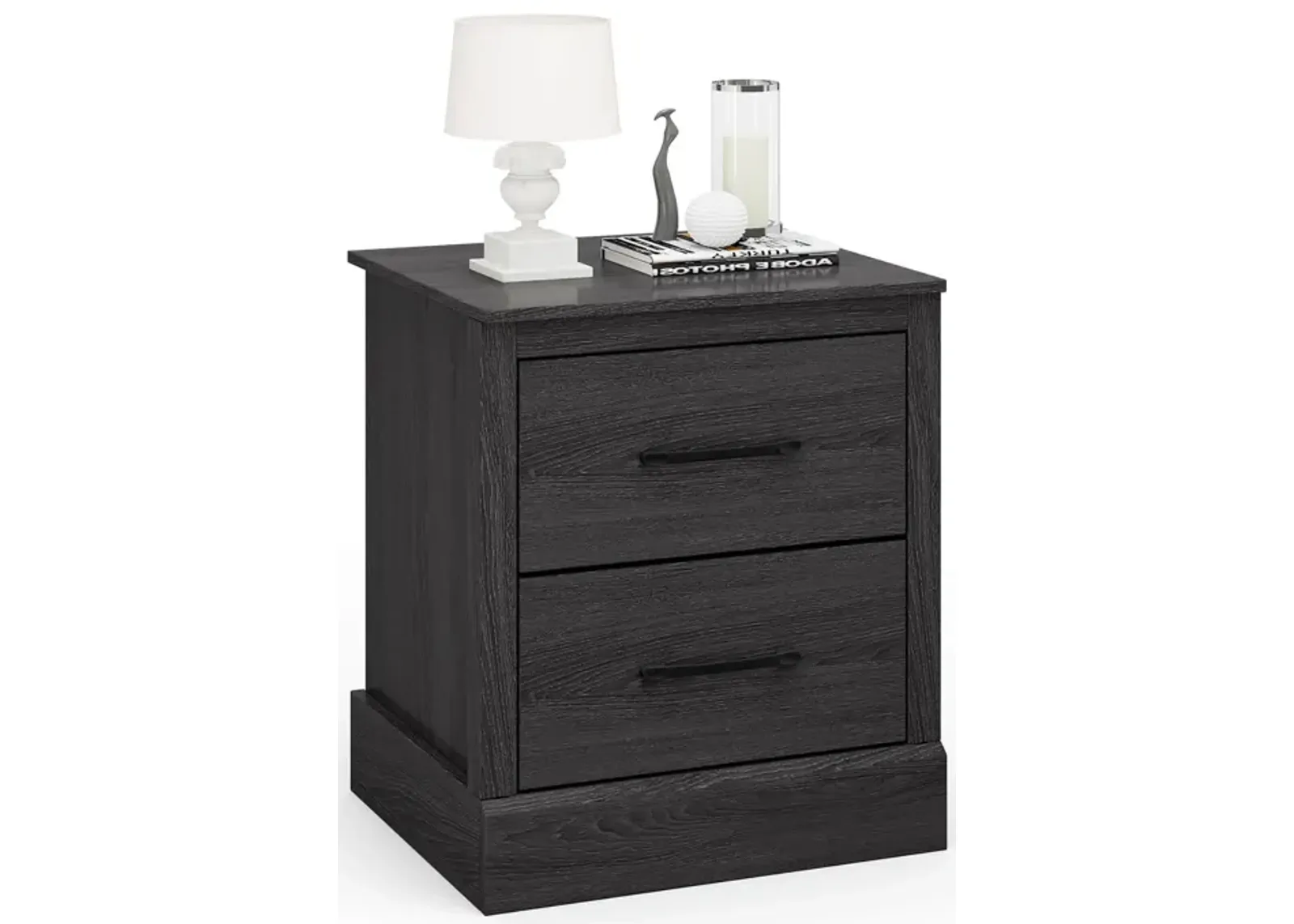 Wood Compact Floor Nightstand with Storage Drawers