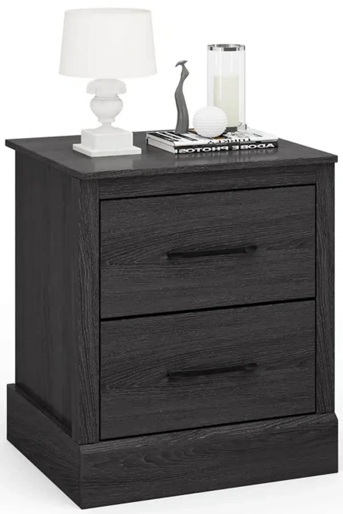 Wood Compact Floor Nightstand with Storage Drawers