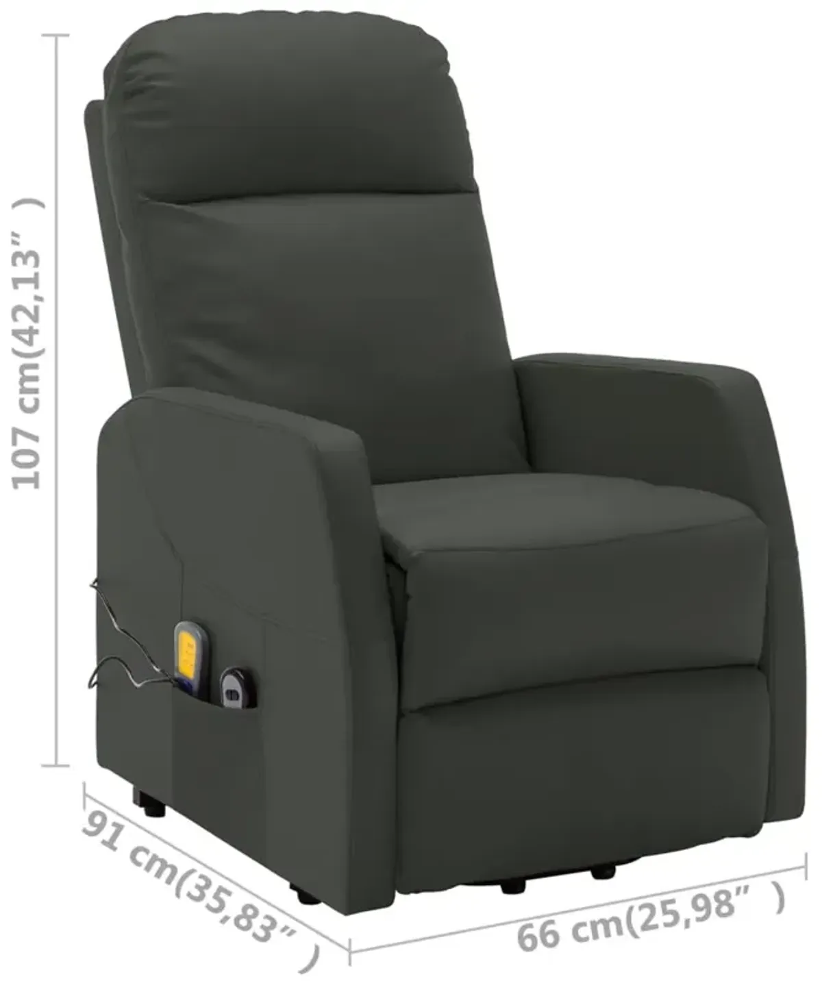 Power Lift Massage Recliner Anthracite Faux Leather