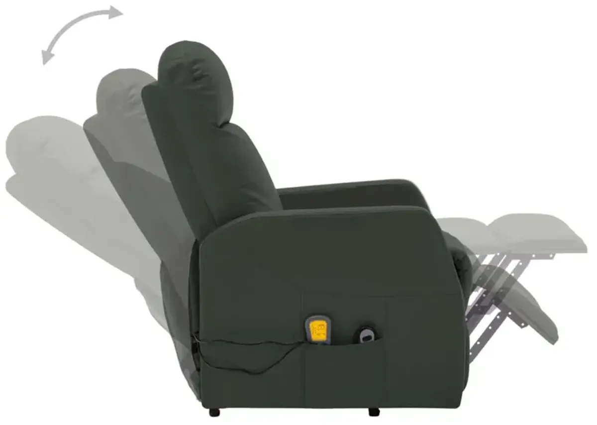 Power Lift Massage Recliner Anthracite Faux Leather