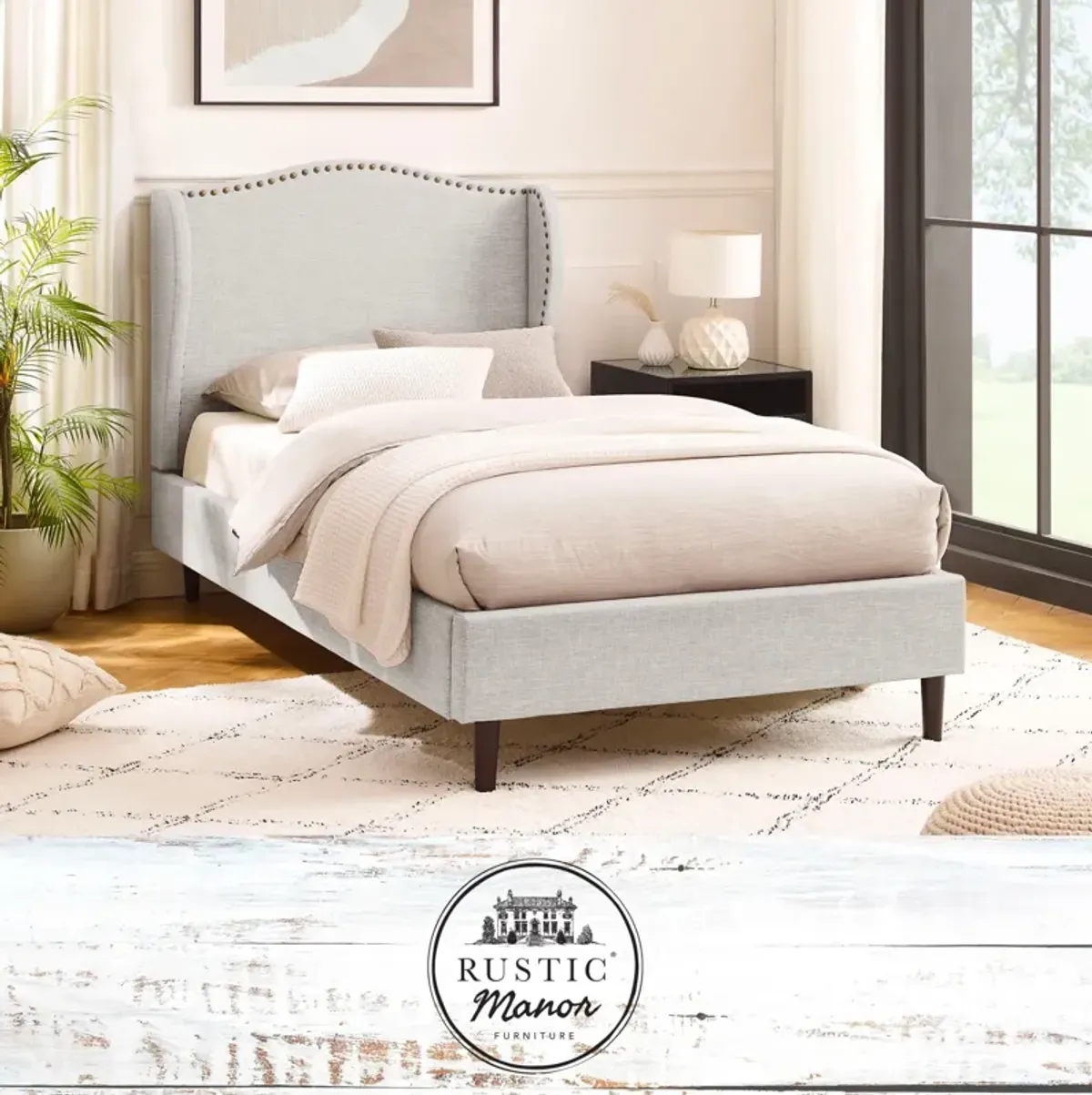 Rustic Manor Ciana Linen Platform Bed