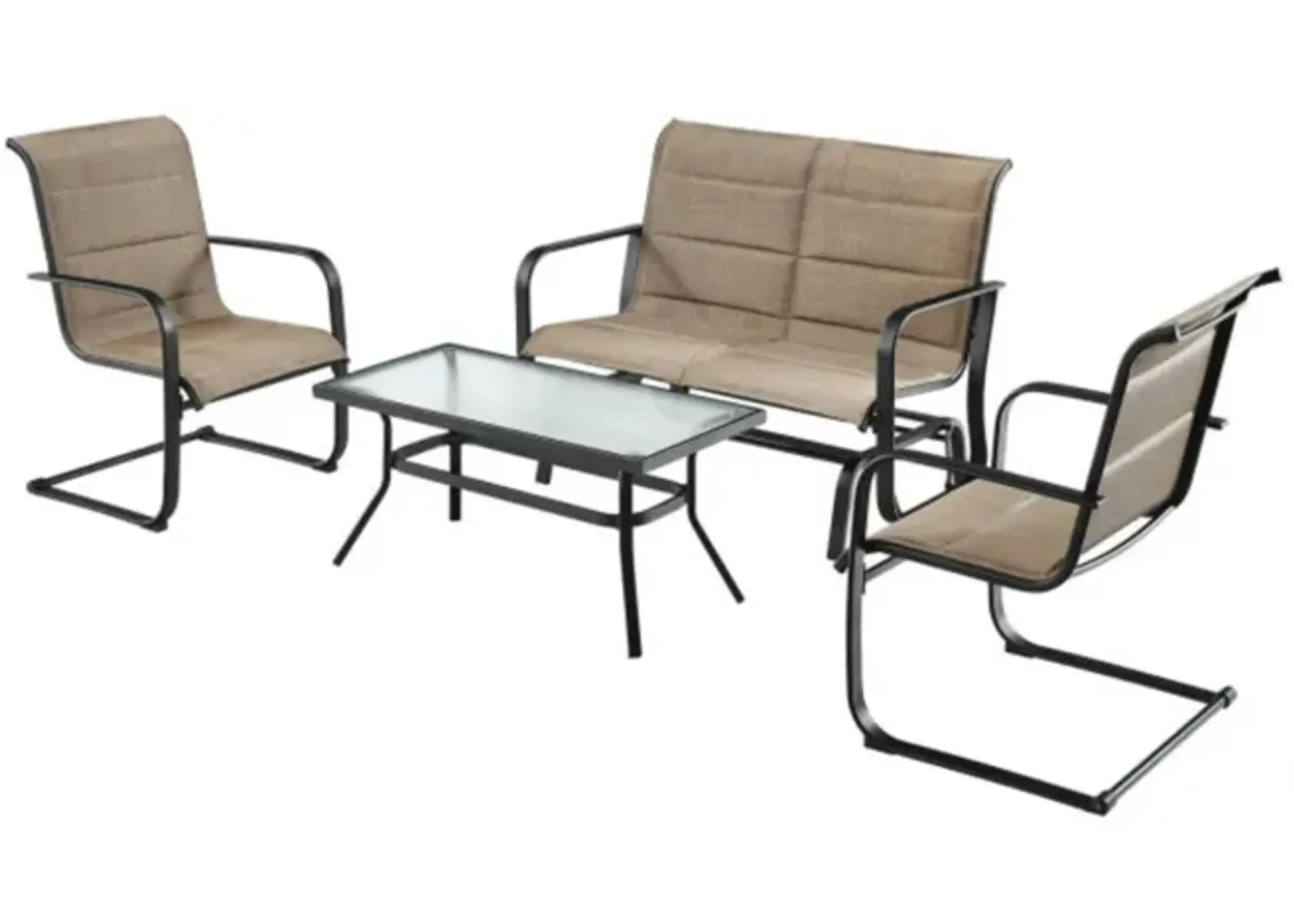 Hivvago 4 Pieces Outdoor Patio Furniture Set with Padded Glider Loveseat and Coffee Table