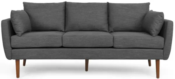 Nate Sofa with 2 Accent Pillows, 77 Inch Birch Wood, Charcoal Gray - Benzara
