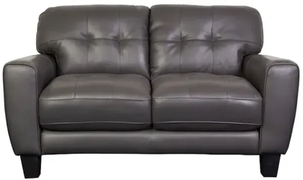 Porter Designs Penner Top Grain Leather Loveseat, Gray