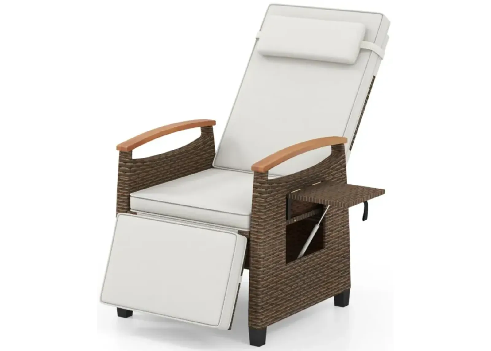 Hivvago Patio Wicker Recliner Chair with Adjustable Backrest and Footrest