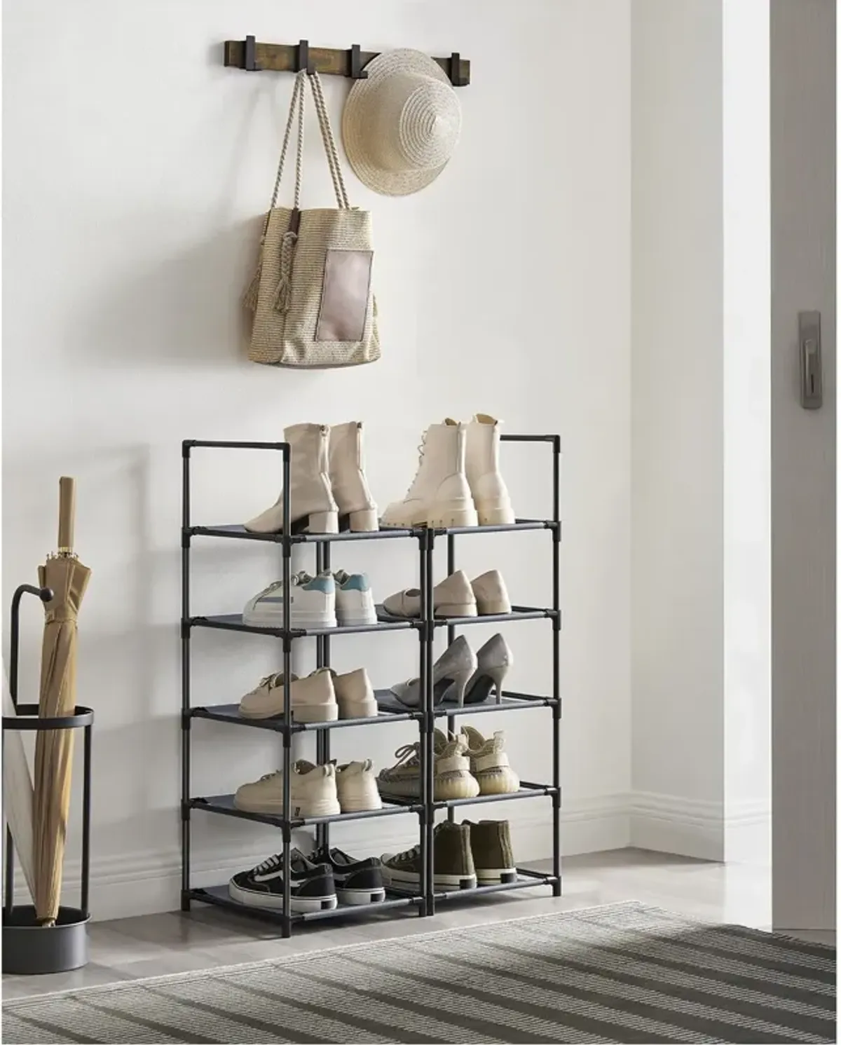 10-Tier Adjustable Shoe Rack for Efficient Storage and Organization