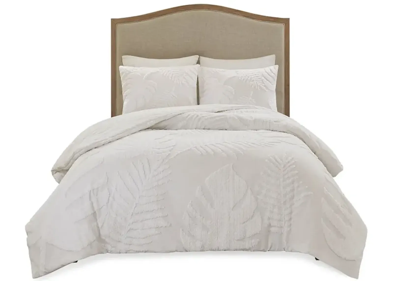 Gracie Mills Domenic 3-Piece Coastal Breeze Tufted Cotton Chenille Palm Comforter Set