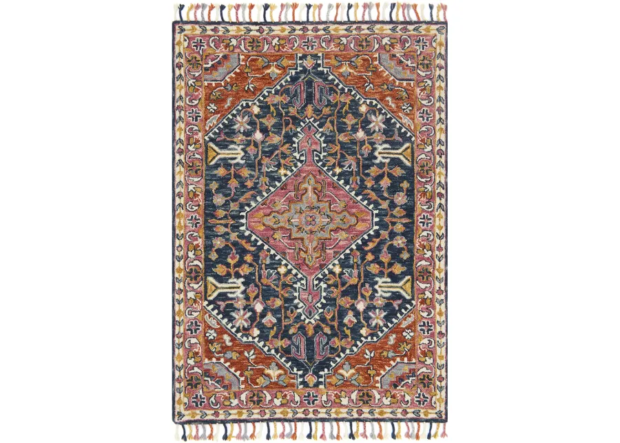 Zharah ZR01 Navy/Multi 3'6" x 5'6" Rug