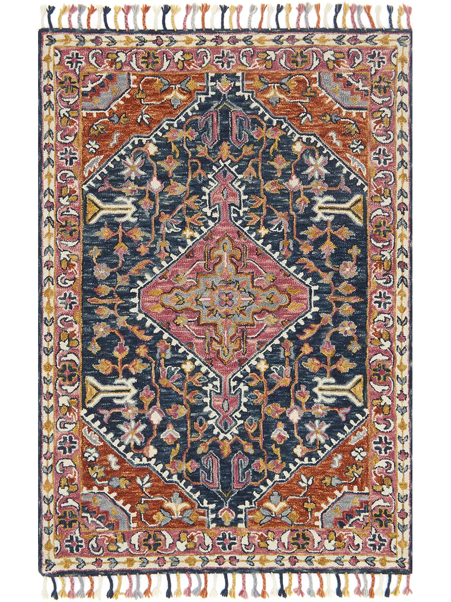 Zharah ZR01 Navy/Multi 3'6" x 5'6" Rug