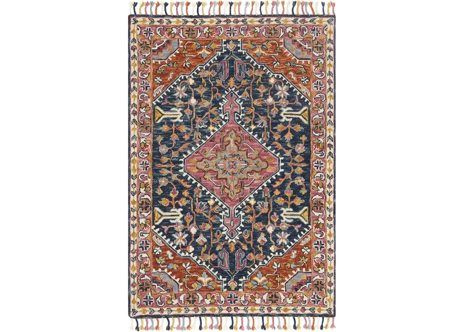 Zharah ZR01 Navy/Multi 3'6" x 5'6" Rug