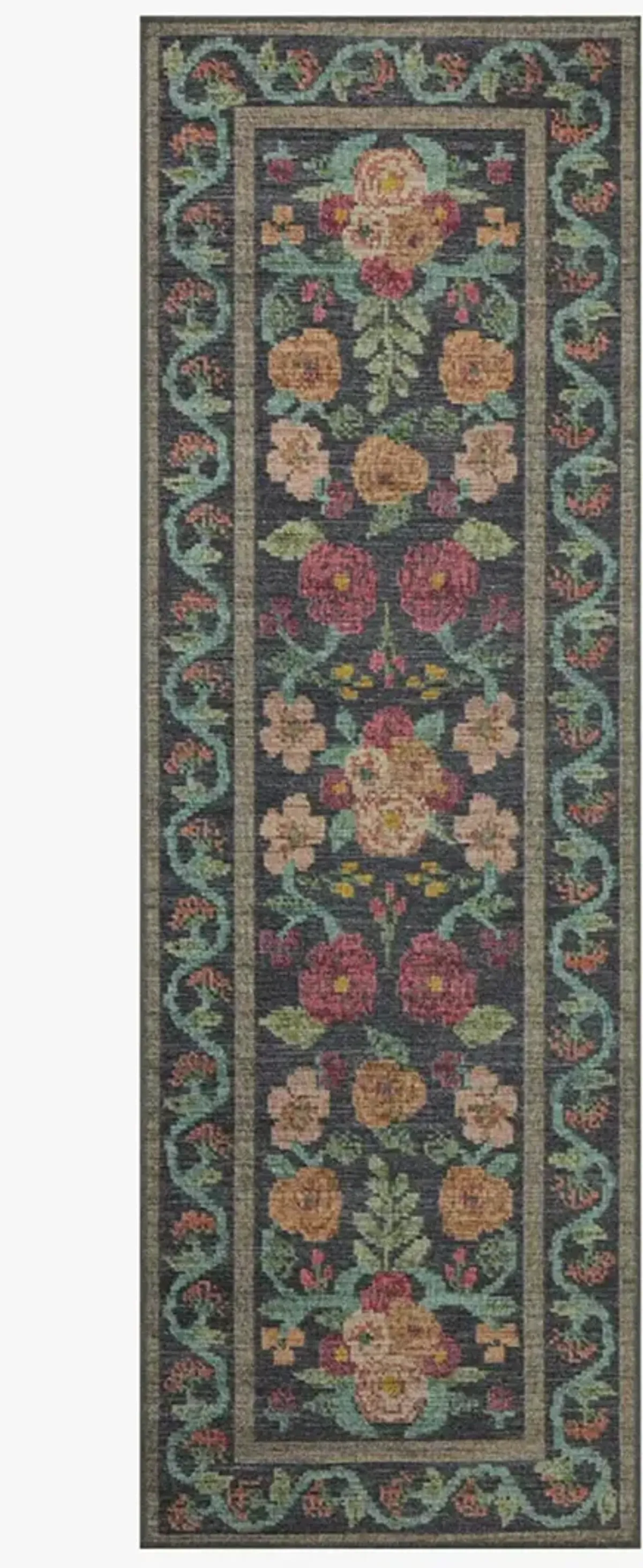 Rosa RSA-01 Black 2''6" x 12''0" Rug by Rifle Paper Co.