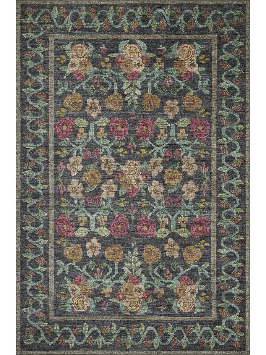 Rosa RSA-01 Black 2''6" x 12''0" Rug by Rifle Paper Co.