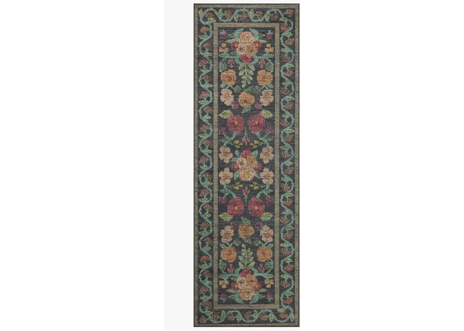 Rosa RSA-01 Black 2''6" x 12''0" Rug by Rifle Paper Co.