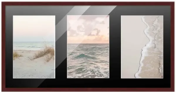 8.5x17 Wood Collage Frame with Black Mat For 3 5x7 Pictures