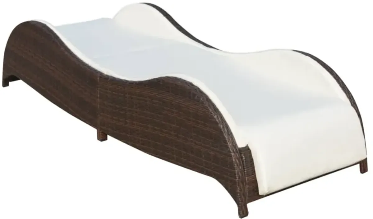 vidaXL Sun Lounger with Cushion Poly Rattan Brown