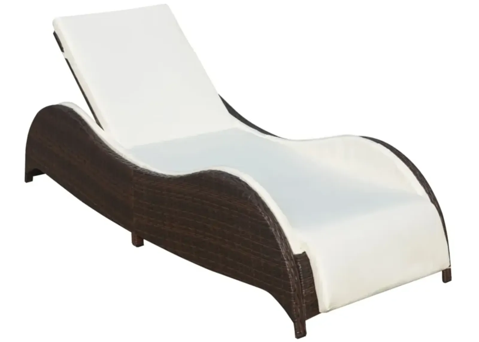 vidaXL Sun Lounger with Cushion Poly Rattan Brown