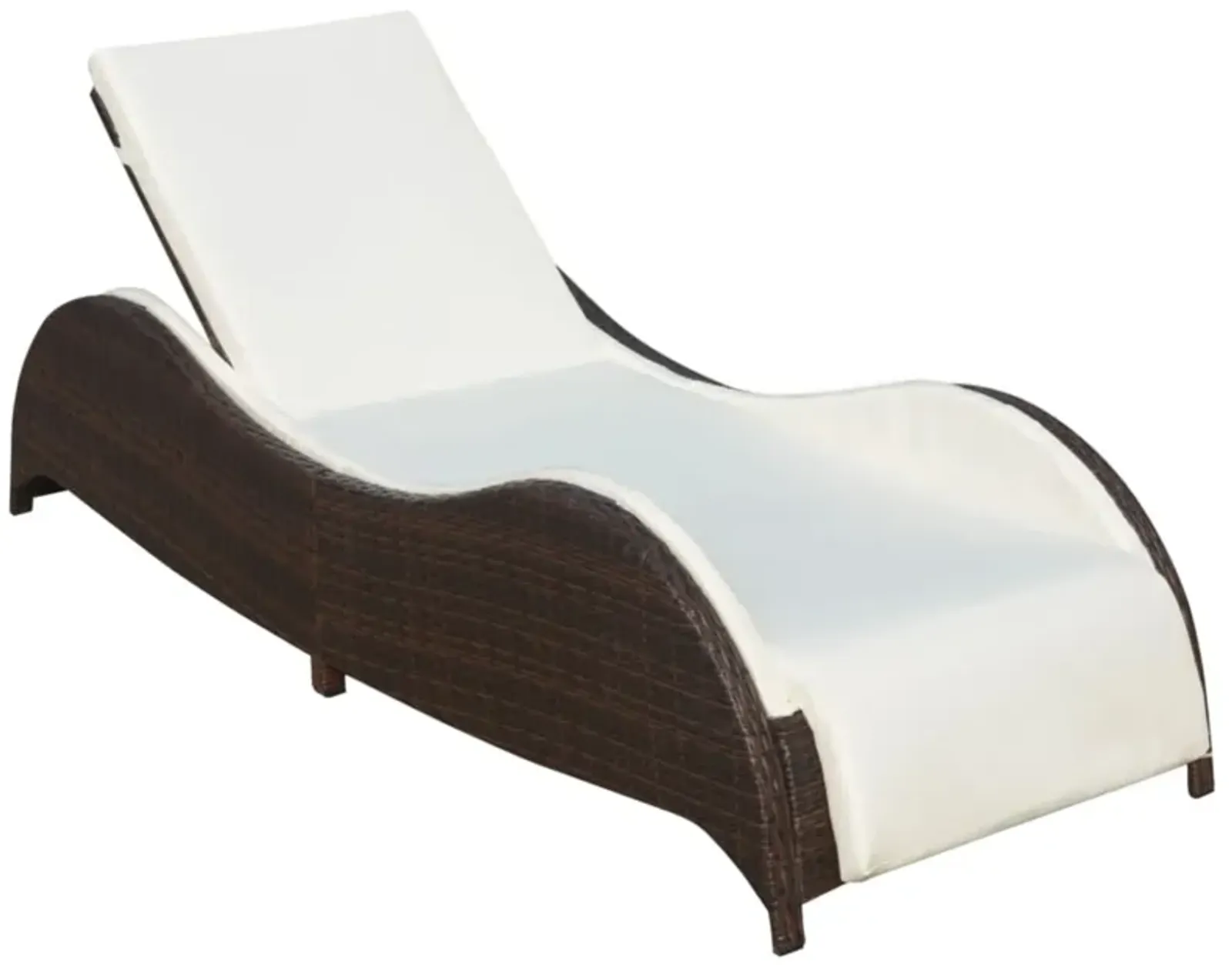 vidaXL Sun Lounger with Cushion Poly Rattan Brown