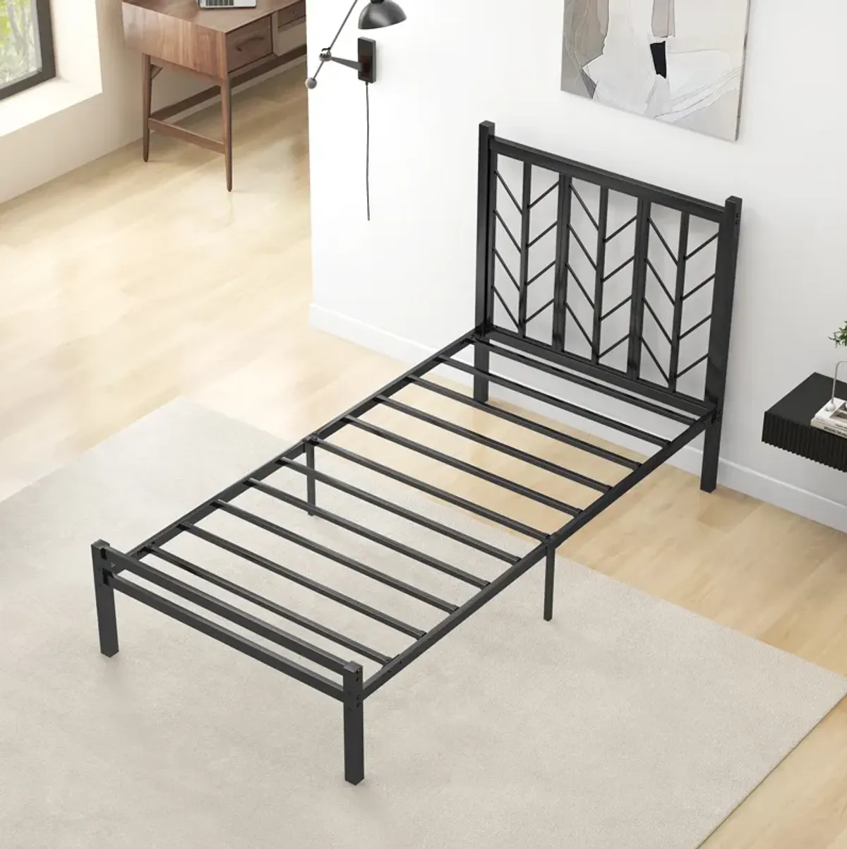 Metal Frame Platform Bed with Headboard, Sturdy and Stylish Design for Maximum Support and Comfort