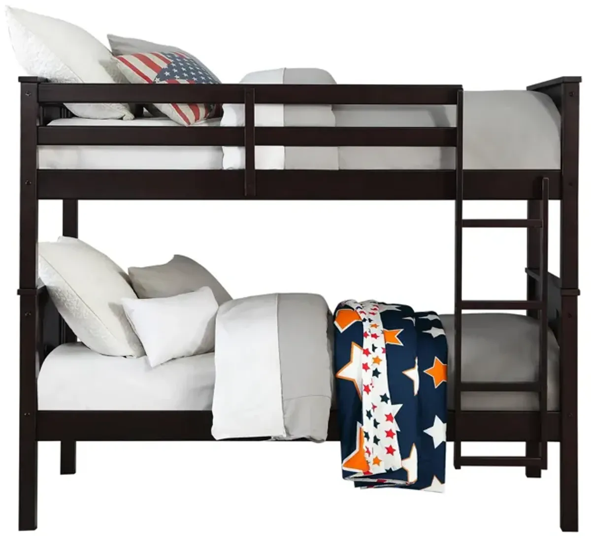 DHP Abigail Twin-Over-Twin Bunk Bed with Ladder, Espresso