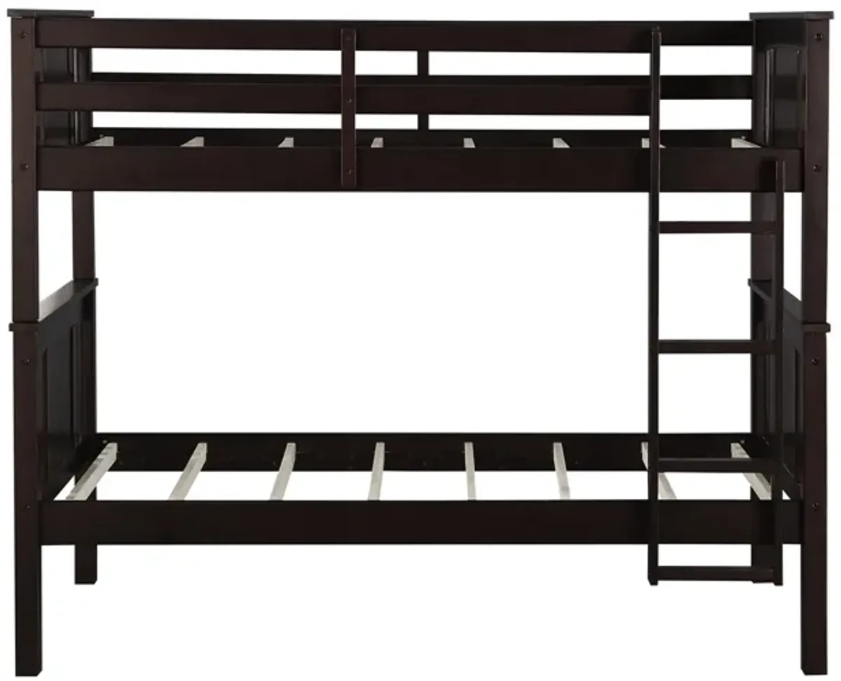 Abigail Twin-Over-Twin Bunk Bed with Ladder, Espresso