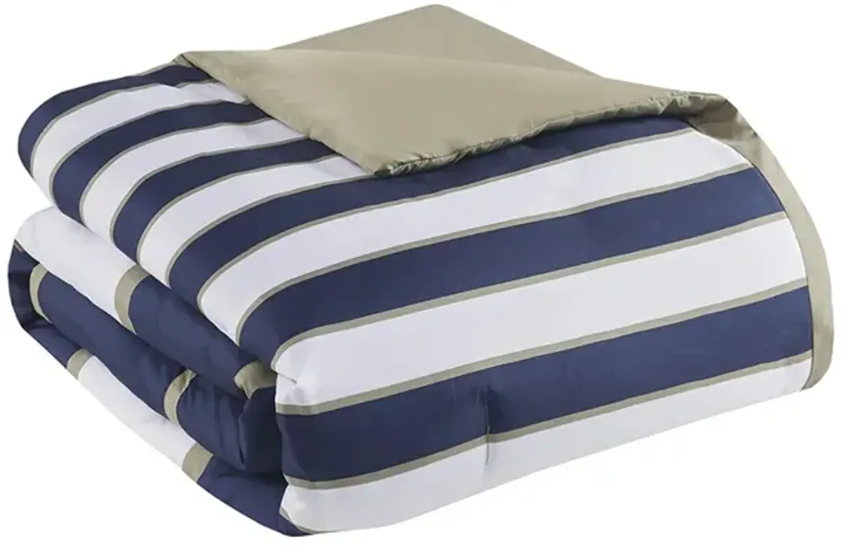 Gracie Mills Eudora 4-Piece Classic Stripes Comforter Set