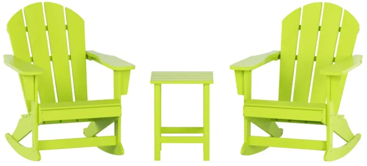 WestinTrends 3-Piece Outdoor Patio Rocking Adirondack Chairs with Side Table Set