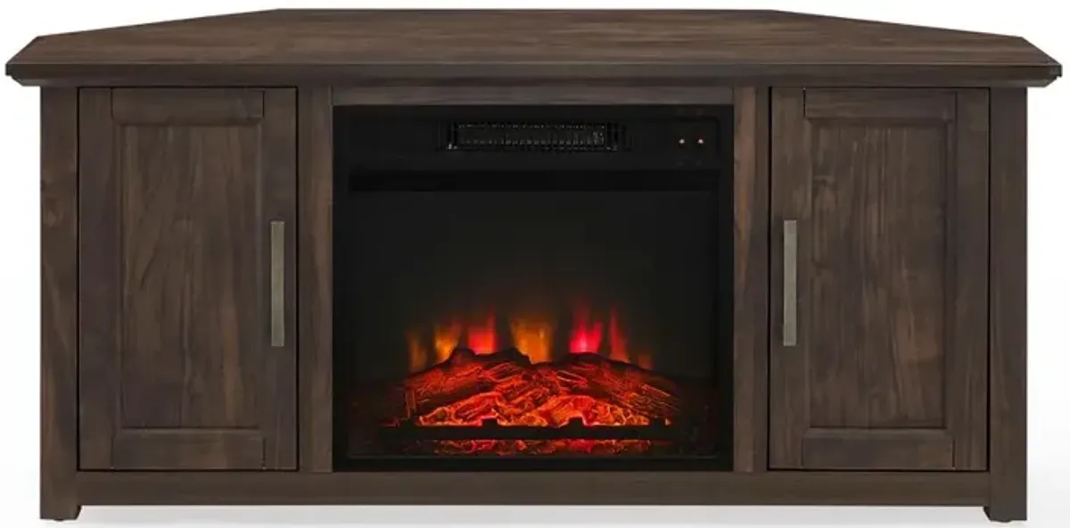 Camden 48" Corner Tv Stand W/Fireplace Dark Walnut