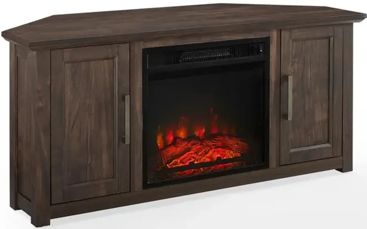 Camden 48" Corner Tv Stand W/Fireplace Dark Walnut