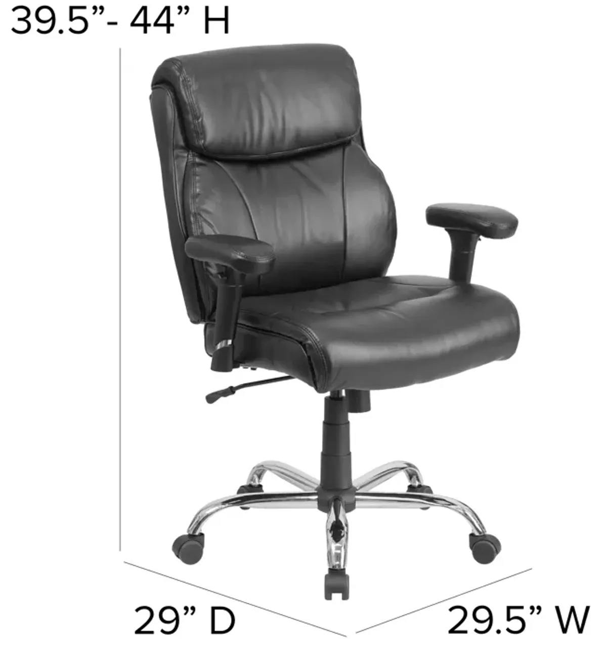 HERCULES Series Big & Tall 400 lb. Rated Fabric Ergonomic Task Office Chair with Line Stitching and Adjustable Arms