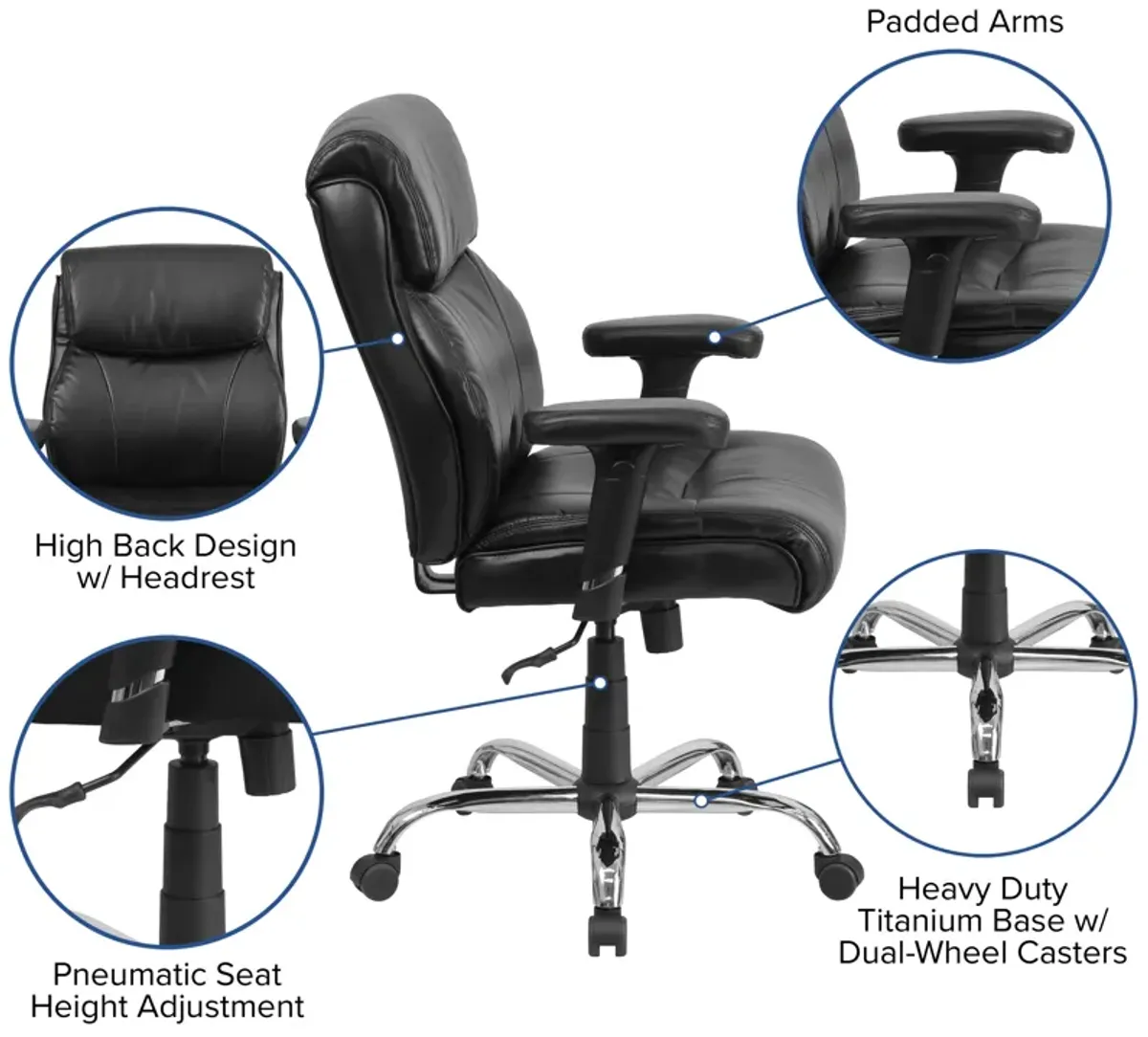 HERCULES Series Big & Tall 400 lb. Rated Fabric Ergonomic Task Office Chair with Line Stitching and Adjustable Arms