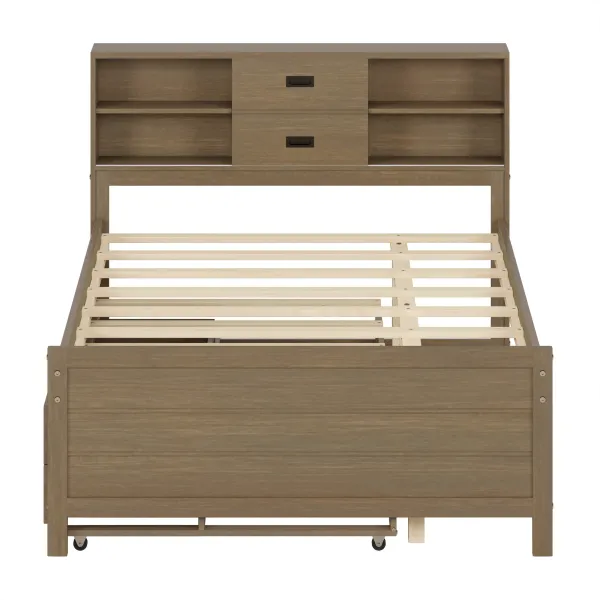 Merax Captain Bed with Storage Bookcase Headboard