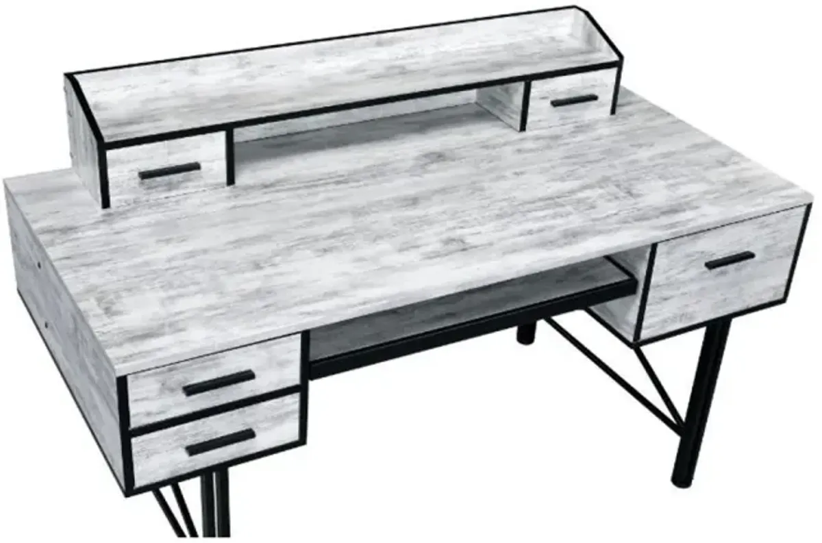 Safea Computer Desk, White & Black Finish 92802